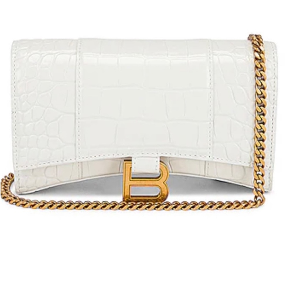 Balenciaga Hourglass Wallet on chain Bag White Croc